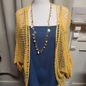 NWT Golden Crocheted Coverup, One Size (L-XL)